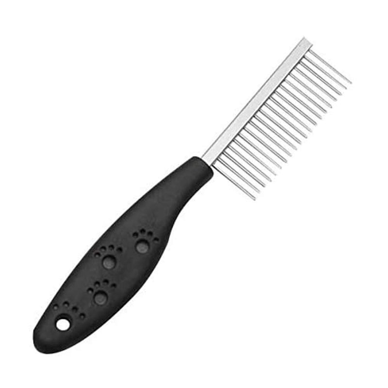 Single Side Stainless Steel Pin Dog Grooming Brush with Soft Grip Plastic Handle Medium (Black)