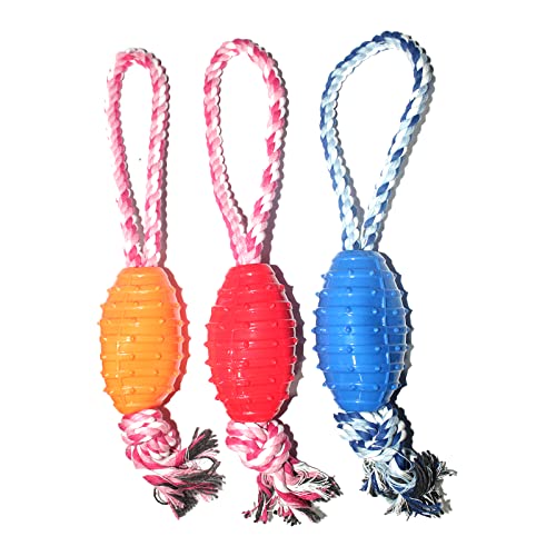 Rubber Rugby Spike Ball Rope Toy For Dog