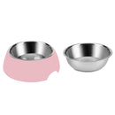 Emily Pets Stainless Steel Removable Anti Slip Bowl For Dog and Cat(Blue,Pink)