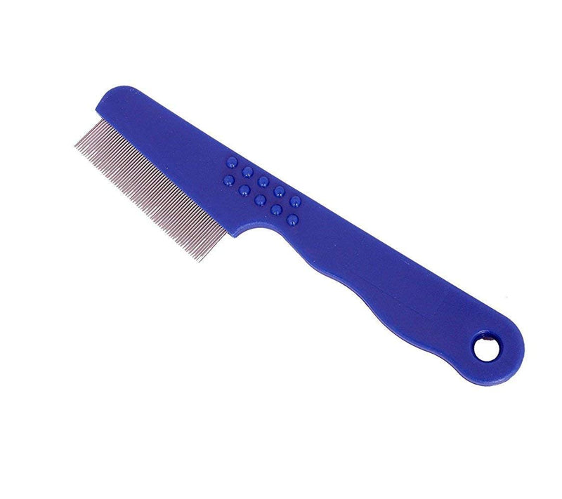 Stainless Steel Pin Flea For Dog & Cat Grooming Comb With Glove-Blue-6.1 Inch.