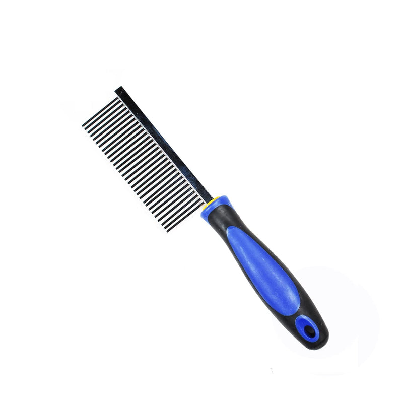 Emily Pets Hairbrush Single Side Steel One Sided Stainless Steel Round Teeth Pin Pet Combs(L,Blue)