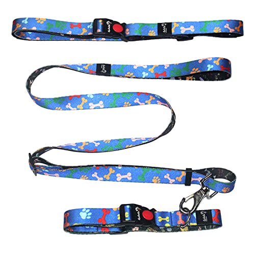 Lulala Printed Dog Collar, Leash and Waist Belt Set for Daily Outdoor Walking Running Training (Large, Brown,Green,Blue)