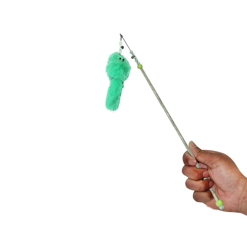 Emily Pets Feather Teaser Interactive Stick Toy for Cat (Sea Green)