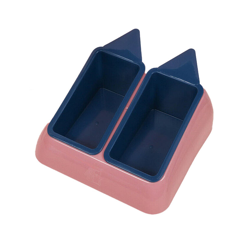 Cat Feeder Bowls with Stand Double Pet Cat Food Water Feeder Dish Plastic(Yellow-Green,Blue-Pink,Pink-Blue,Green-Yellow)