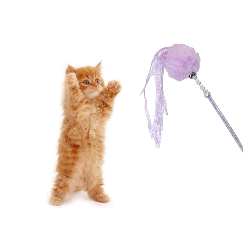 Emily Pets Modern Cat Wand Toy with Bell,Cat Tassel Fairy Tail Puff Toys(Purple)