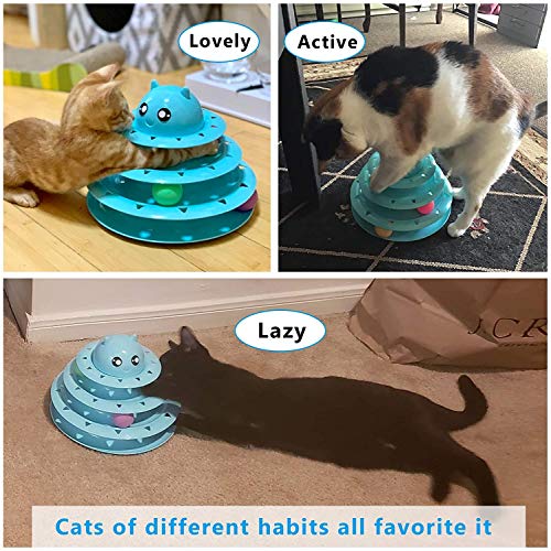 3-Level Turntable Cat Toy With Three Colorful Balls