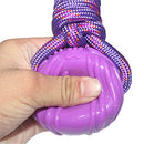 Dog Rubber Paw Print Ball with Nylon Knot Rope Toy for Puppy