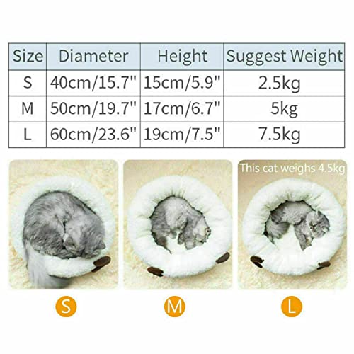 Lulala Warm Soft and Comfortable Dog House Donut pet Bed (Grey, White)