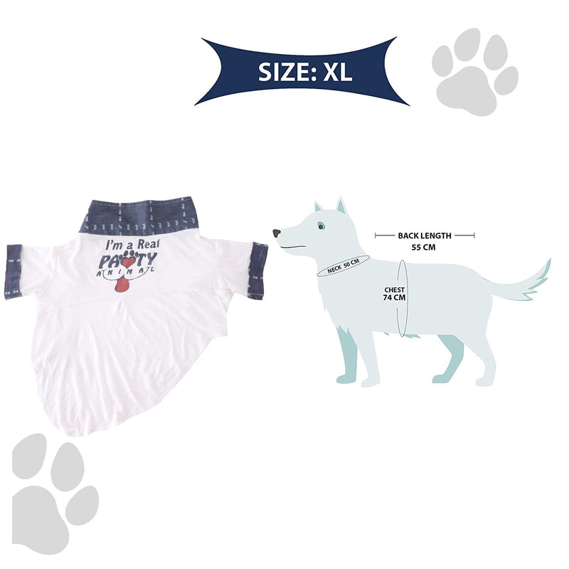 Lulala Dog Cotton Shirt with Denim Collar Costume Pullover Breathable Puppy Tank Top for Spring Summer(S,M,L,XL,XXL,White)