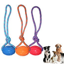 Rubber Rugby Spike Ball Rope Toy For Small Dog