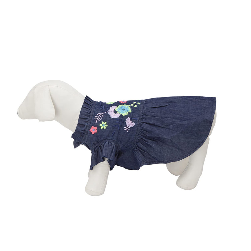 Lulala Pet Dress Shirt Cute Dog Sundress Printed For Pets (White, Navy Blue)