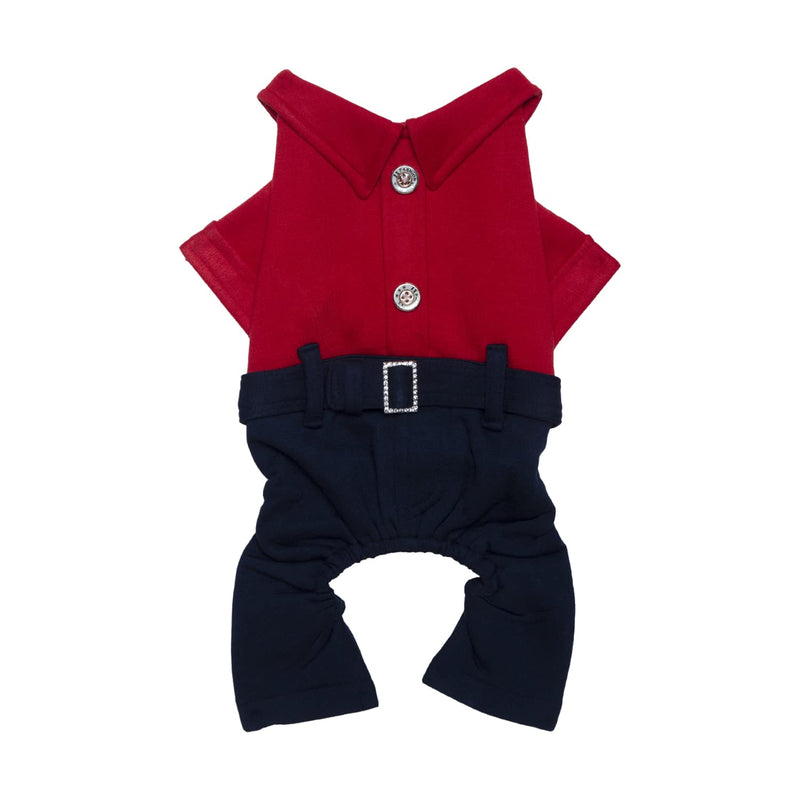 Lulala Dog Winter Coat Soft Fleece Pullover Pajamas Jacket Jumpsuit For Pets (Red-Blue)