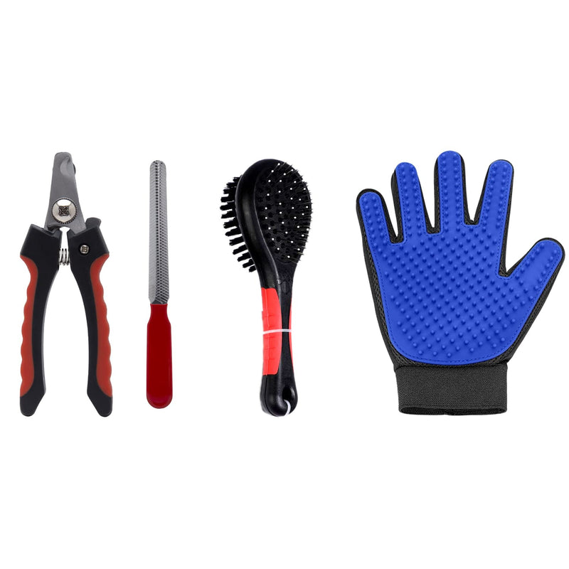 Grooming kit Pet Nail Clpper Pet Grooming Glove Pet Comb Double-Sided(Pack of 3)