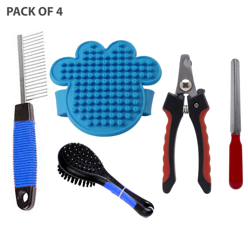 Pet Grooming Brush Pet Comb Nail Clipper Pet Comb Double Sided(Pack of 4)