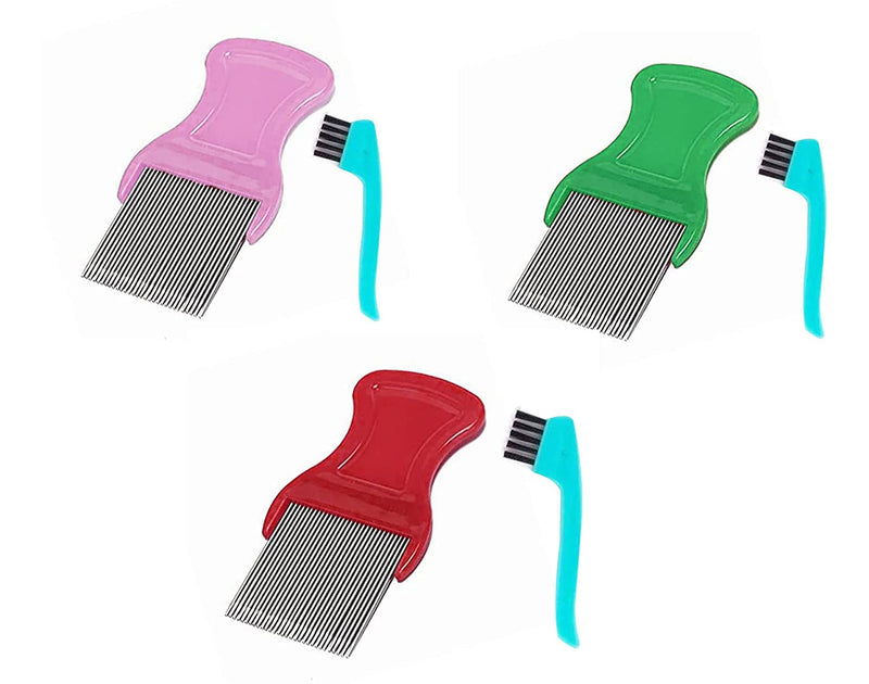 Grooming Brush With Steel Teeth For Pets(Multi-Colored, Pack of 3)