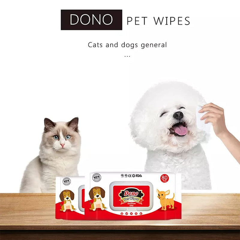Dono All Natural Deodorizing Antibacterial Dog/Cat's Ears Wipes (Pack of 80)