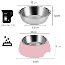 Emily Pets Stainless Steel Removable Anti Slip Bowl For Dog and Cat(Blue,Pink)