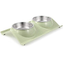 Double Stainless Steel Pet Bowls with No-Spill Resin Base