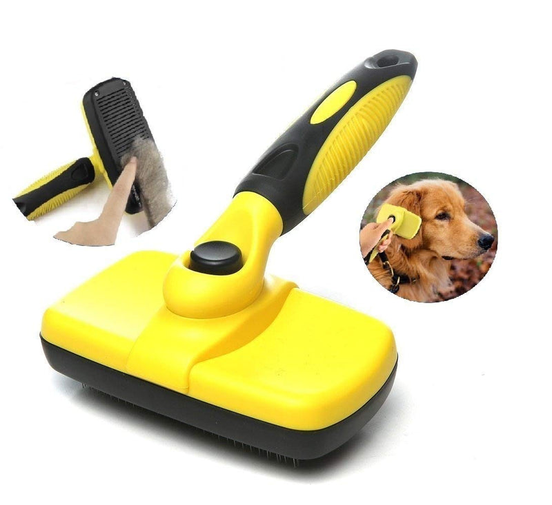 Self Cleaning Slicker Brush with Ergonomic Non-Slip Handle for Pet Grooming