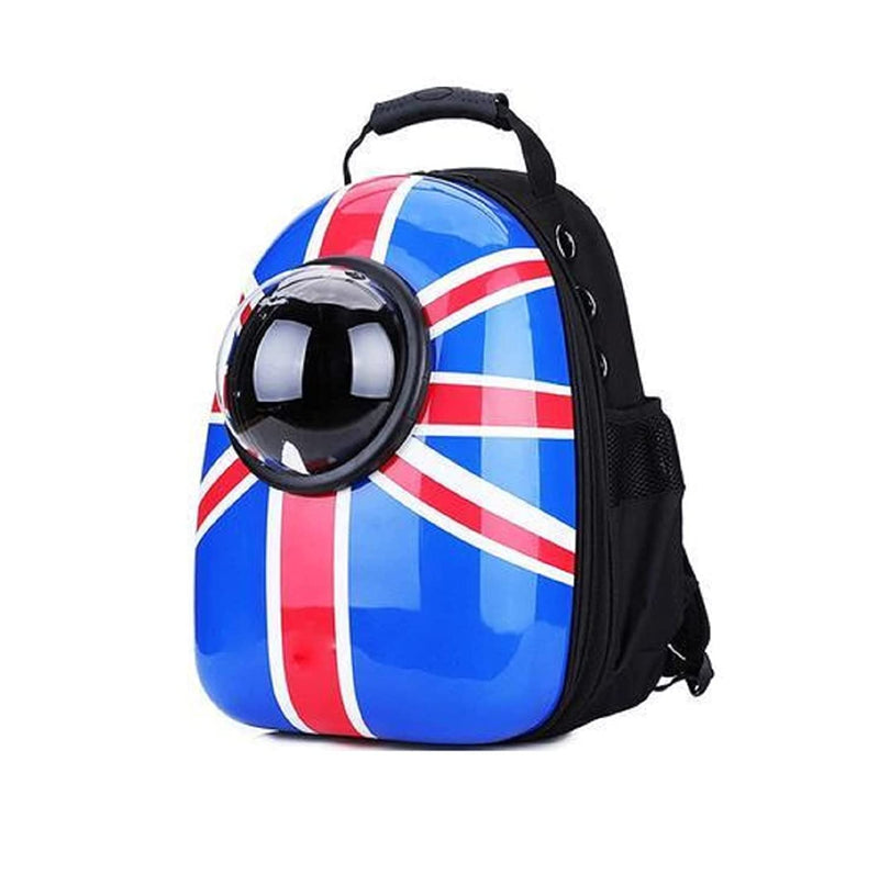 Emily Pets British Flag Print Puppies Portable Astronaut Capsule for Cats, Dogs, Pets (Blue)