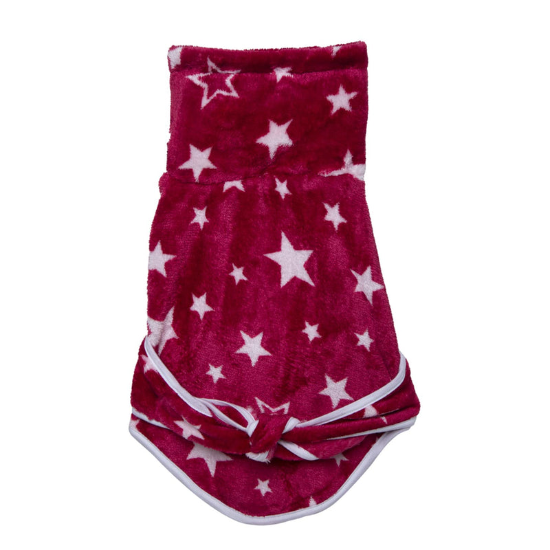 Lulala Dog Bathrobe Fast Dry Dressing Gown Star Print Quick For Pets (Maroon)