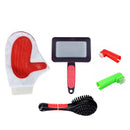 4-in-1 Pet Grooming Kit: DeShedding Brush Comb, Toothbrush, Hand Glove