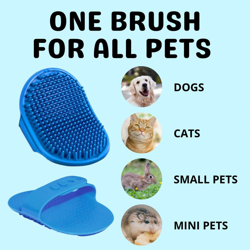 Emily Pets Dog Grooming Brush, Pet Shampoo Brush Dog Bath Grooming Shedding Brush For Pets (Blue)
