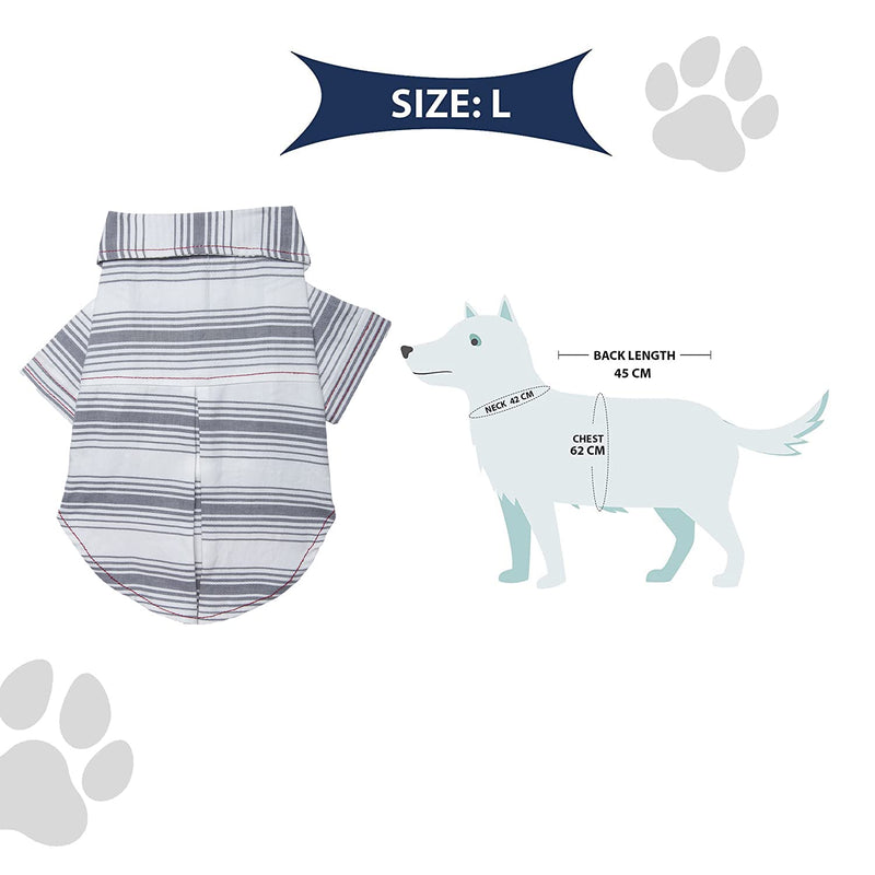 Lulala Pet Dress Shirt with Contrast Stitching Cute Dog Sundress Stripped For Pets(XS,S,M,L,XL,Grey)
