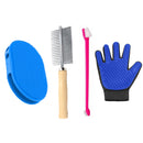4-Piece Pet Grooming Set: Dog Hair Brush, Toothbrush, Comb, Hand Glove