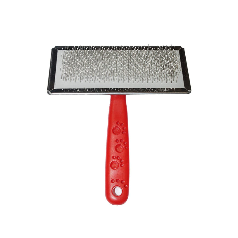 Emily Pets Plastic Paw Print Handle Stainless Steel Brush For Pet(Black,Red)(S,M,L)