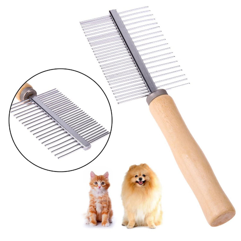 Emily Pets Dog and Cat Comb Double Sided Wooden Handle For Pets (L,Beige)