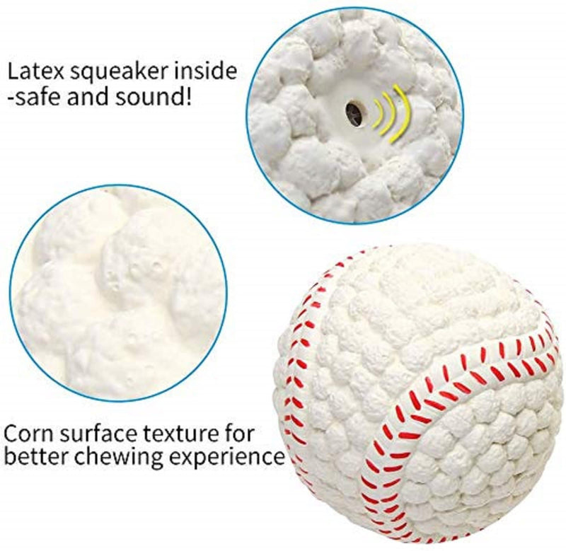 Emily Pets Base Ball Latex Material Squeaky Dog Toy Small,Large(White)