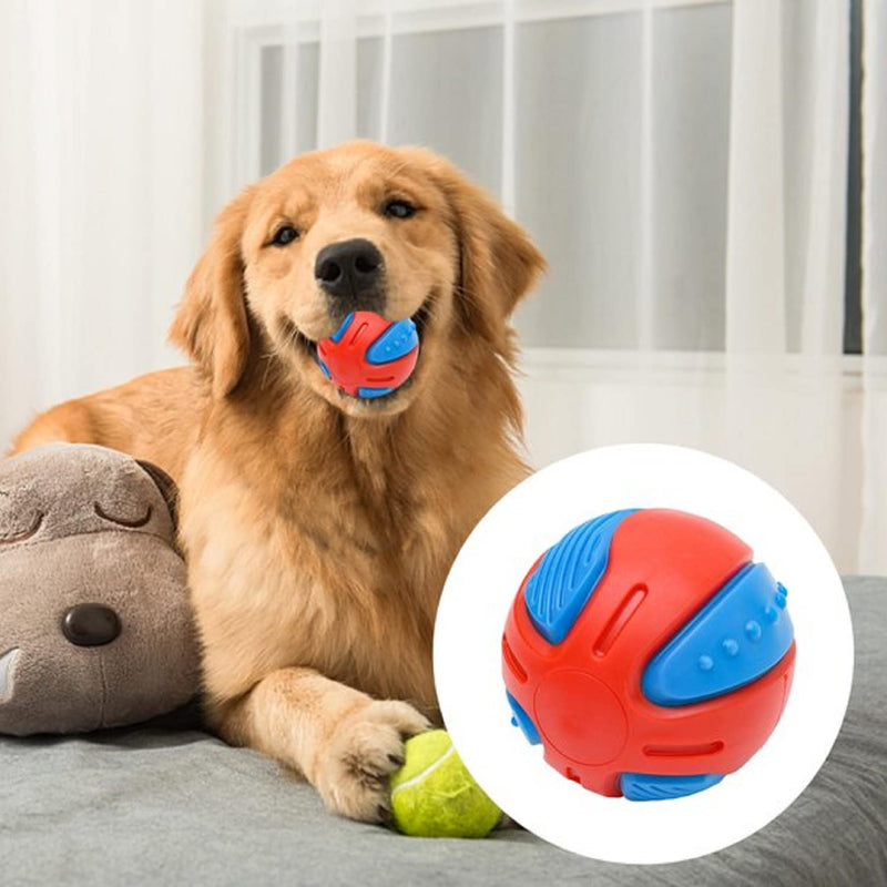 Emily Pets Dog Squeaky Sound Ball Outdoor Sports Molar Bite Chew Toy(Blue-Red,Grey-Green,Orange-Green)