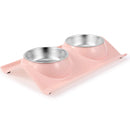 Double Stainless Steel Pet Bowls with No-Spill Resin Base