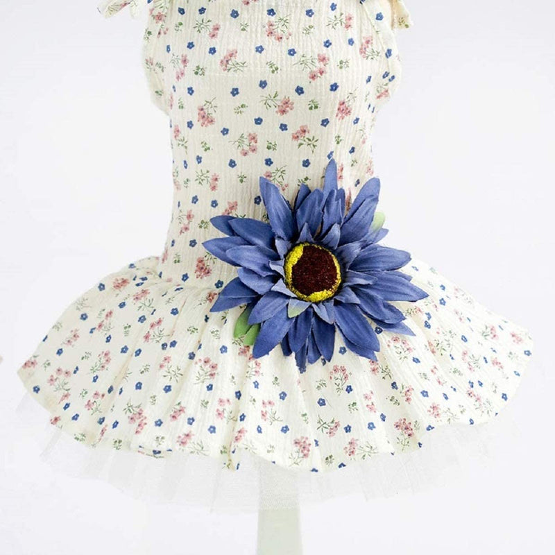 Lulala Frill Cotton Frock with Flower For Pets