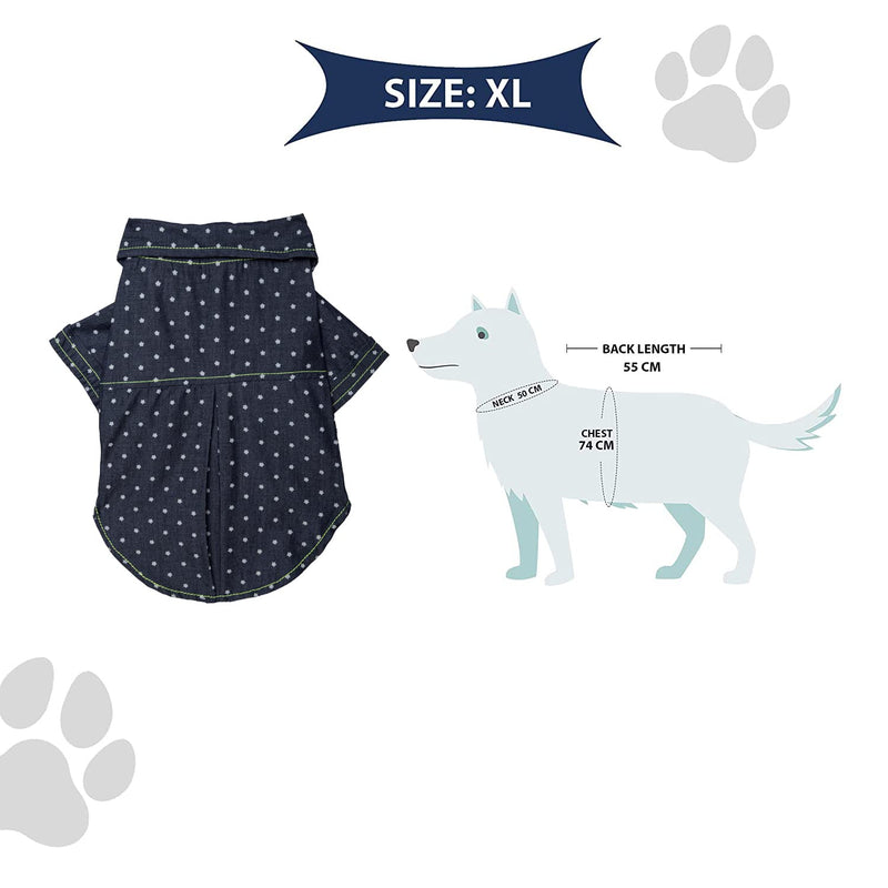 Lulala Pet Dress Bobby Print Shirt with Contrast Stitching For Pets (XS,S,M,L,XL,Navy Blue)