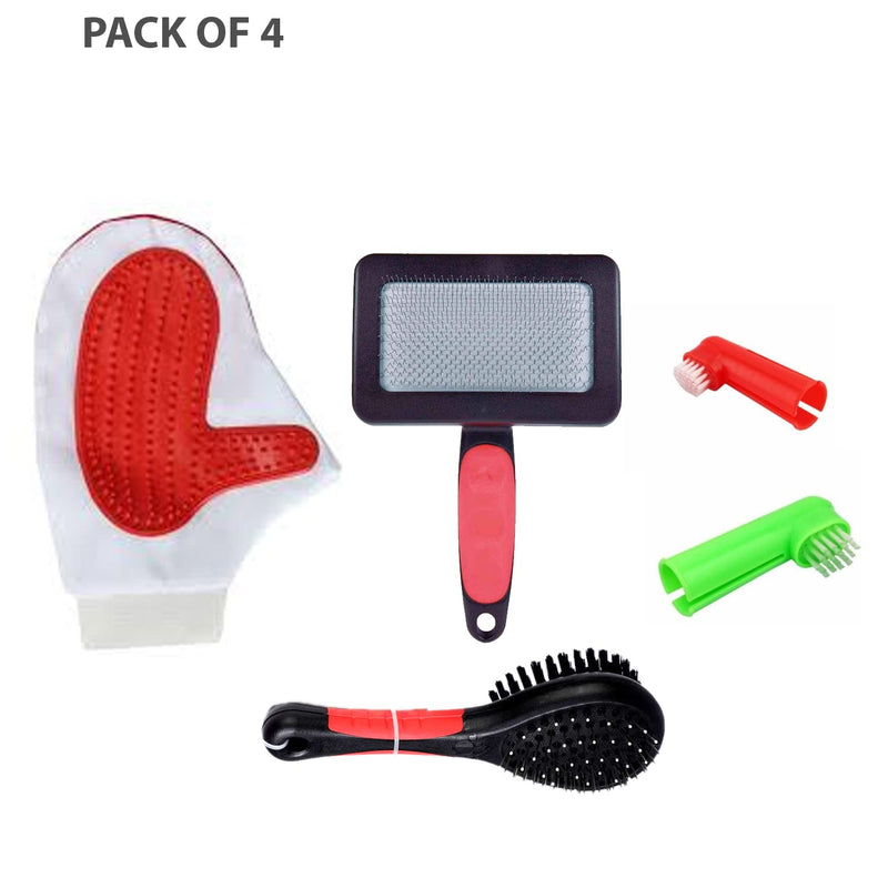 Pet Comb Double Sided Pet Tooth Brush Pet Brush pet Grooming Glove(Pack of 4)