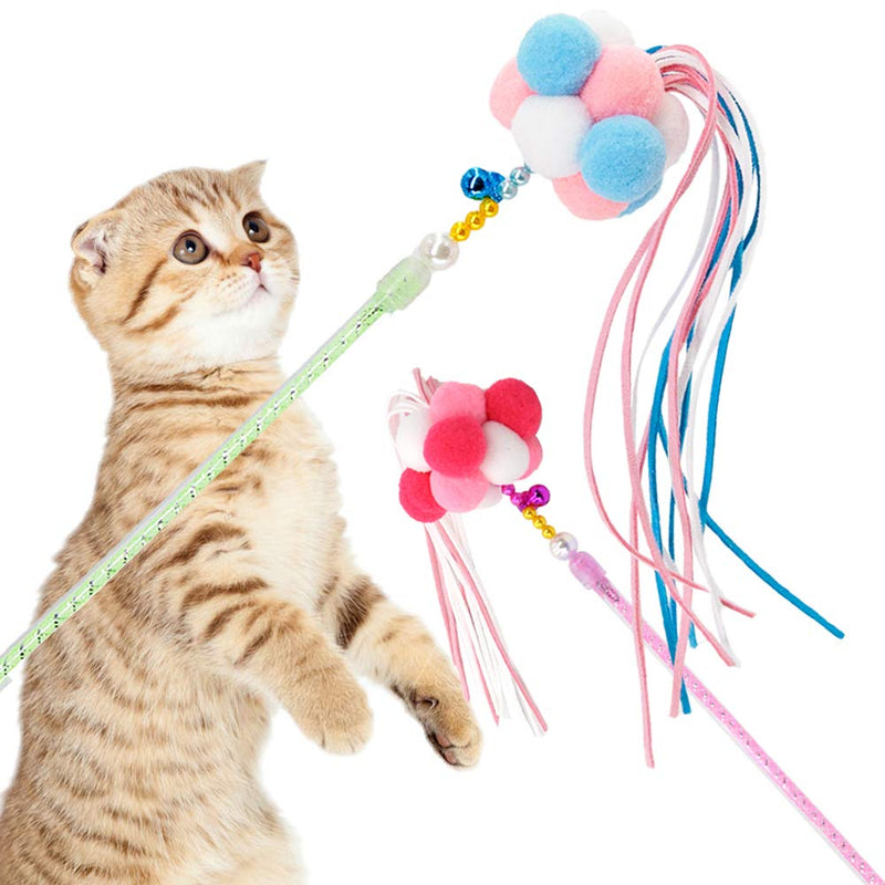 Nteractive Cat Wands Teaser 2 PCS Kitten Toys Cat Stick