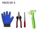 Pet Grooming Kit: Rake Comb Brush, Gloves, Pet Nail Clipper With Filer