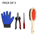 Pet Grooming Kit: Slicker Brush, Pet Nail Clipper, Shedding Glove