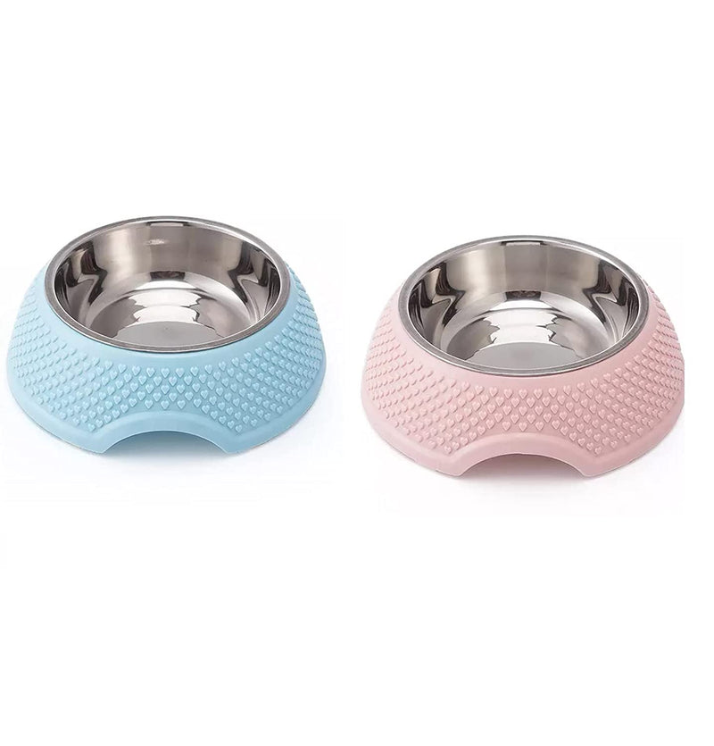 Emily Pets Dog Cat Bowls Premium Plastic for Dog Cat Bowls(Green Blue,Pink Green,Blue Pink)Small Medium Pack of 2