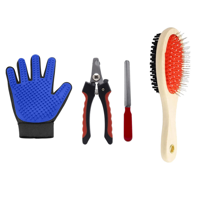 Grooming kit pet Comb Nail Clipper Pet Grooming Glove (Pack of 3)