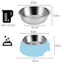 Emily Pets Stainless Steel Removable Anti Slip Bowl For Dog and Cat(Blue,Pink)