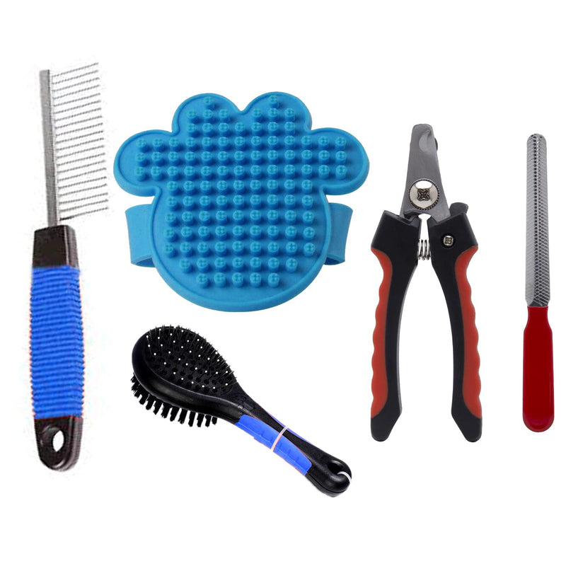 Pet Grooming Brush Pet Comb Nail Clipper Pet Comb Double Sided(Pack of 4)