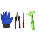 Pet Grooming Kit: Rake Comb Brush, Gloves, Pet Nail Clipper With Filer