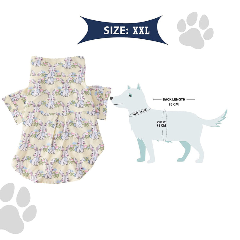 Lulala Bunny Print Bunnie Short Sleeve Summer Beach Cool Shirt for Pet Dog Puppy Cat(S,M,L,XL,XXL,Yellow)