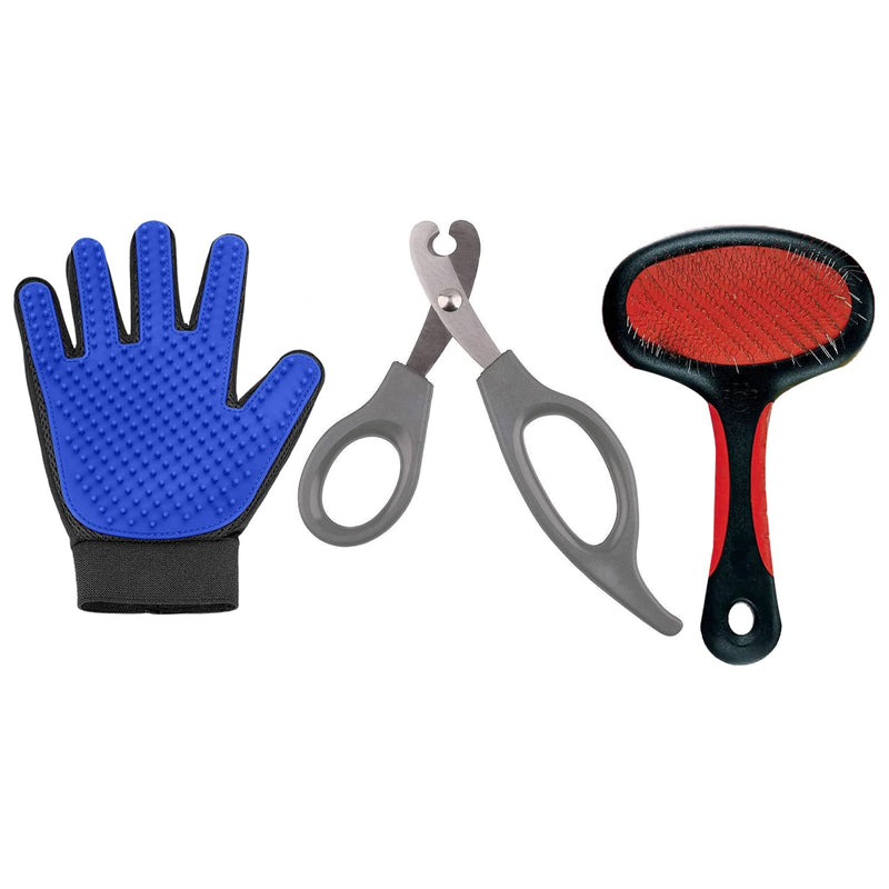 Emily Pets Grooming kit Pet Nail Clipper Pet CombPet Grooming Glove(Pack of 3)