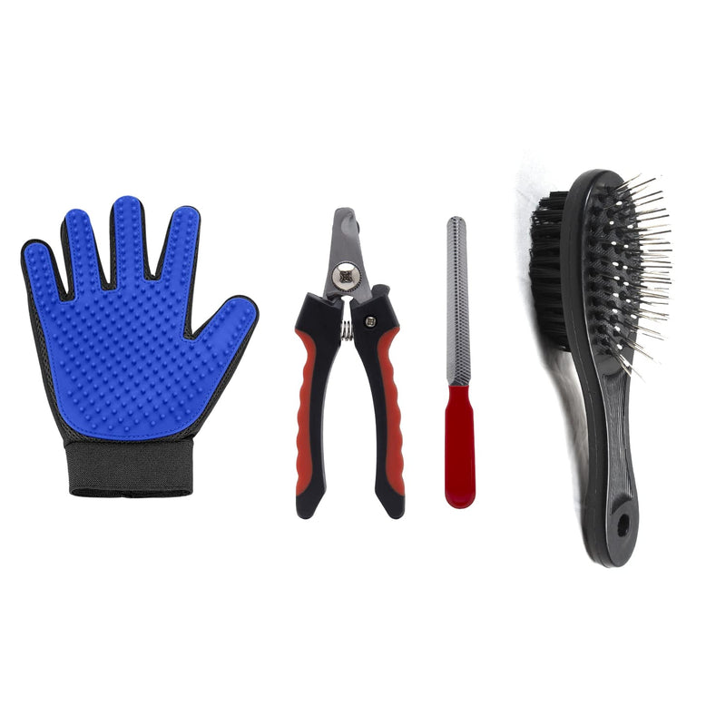 Grooming Kit Pet Grooming Glove Nail Clipper Pet Comb (Pack of 3)