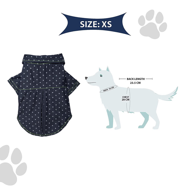 Lulala Pet Dress Bobby Print Shirt with Contrast Stitching For Pets (XS,S,M,L,XL,Navy Blue)