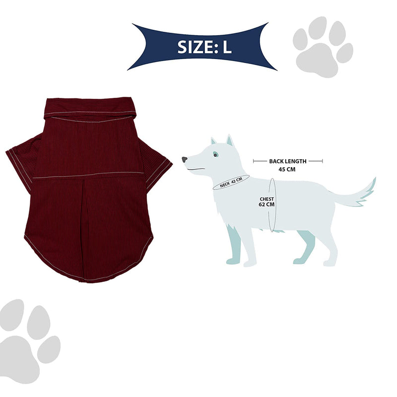 Lulala Pet Dress Shirt with Contrast Stitching Cute Dog Sundress Stripped For Pets(XS,S,M,L,XL,Maroon)